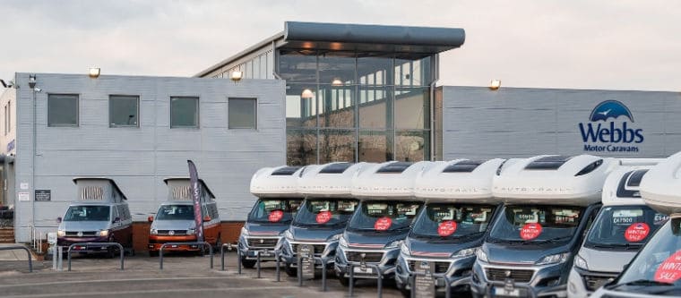 Webbs Motor Caravans' branch and the pre-owned motorhome forecourt in Reading