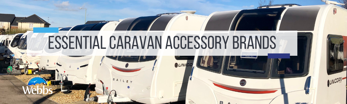 A line of caravans for sale. Essential Caravan Accessory Brands by Webbs. 