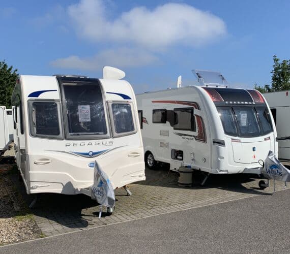 Two caravans in stock at the Webbs showroom