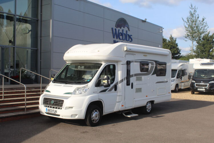 Front exterior of Bessacarr E462. Webbs Second Hand Motorhomes.