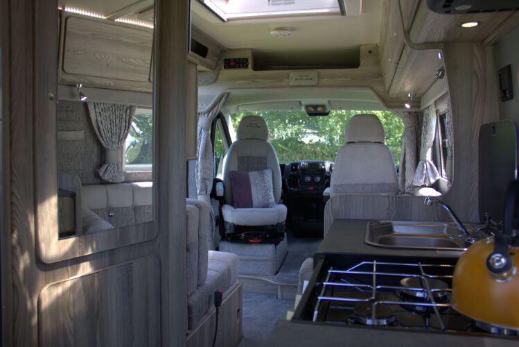 Inside view of the interior of an Auto-Explore van conversion.