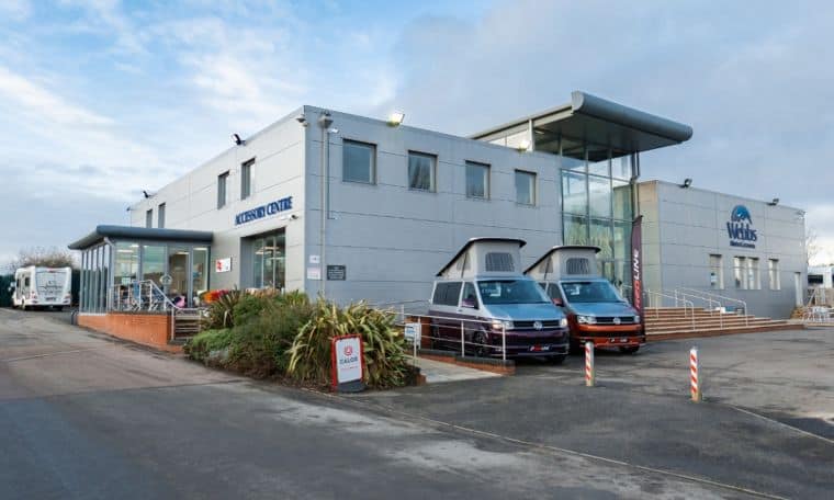 Exterior of Webbs Motor Caravans branch in Reading.