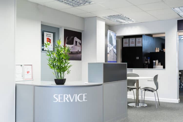 The reception desk at the Webbs Showroom